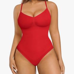 Red M/L FeelinGirl Shapewear Bodysuit Sculpting Tummy Control Body Shaper for Women Seamless Plus Size Butt Lifting Shaper