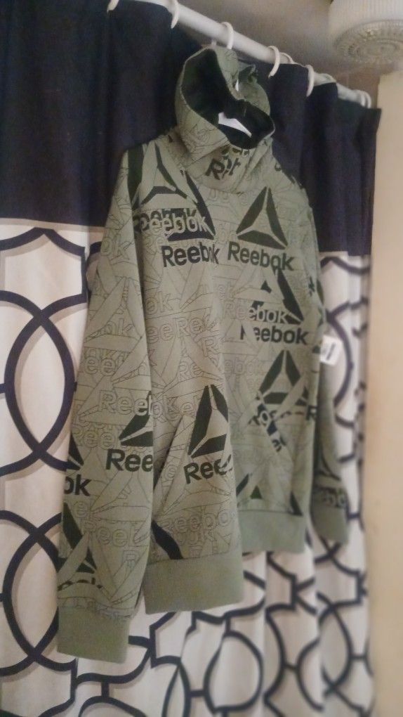 New Men's Reebok Hoodie Light Green