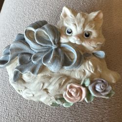 Vintage Pet Pin White Cat Brooch 2" Kitty Jewelry