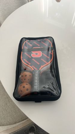 Pickle Ball Set - Brand New 2 Paddles , 4 Balls - Syracuse Clear Top , Orange And Navy