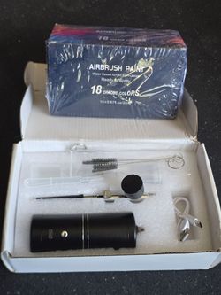 Rechargeable Airbrush Kit + Sealed 18 Color Acrylic Paint Set