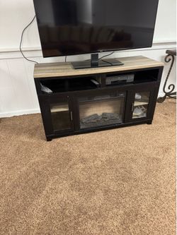 TV stand with fireplace work really well