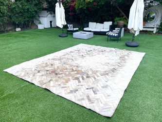 Beautiful brown and white hide rug