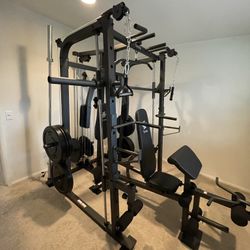 Vesta Fitness Smith Machine 1001 w/Bench Attachment | 245lb Cast Iron Olympic Weights | 7ft Olympic Bar | Fitness | Gym Equipment | FREE DELIVERY 🚚 