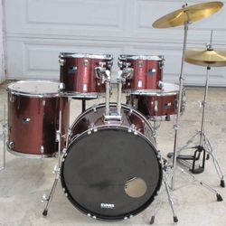 FREE DELIVERY! Ludwig BackBeat Wine Red Sparkle Drum Set w/ Cymbals And Hardware 