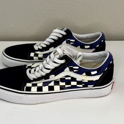 VANS Old Skool (Checkerboard) Navy/White Flame Size 8.5 Mens