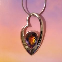 Genuine Quartz NEW Solid Sterling Silver Heart Necklace! 💞