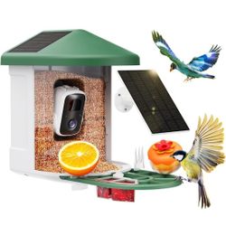 Bird Feeder with Camera with AI Identify Birds Species Solar Panel, Smart Bird House with Cam, 2K Live View, Instant Arrival Alerts