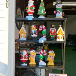 Lot Of Blow Molds Christmas Decorations