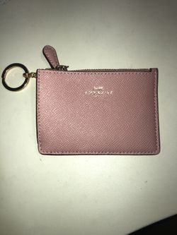 New coach pink leather keychain wallet