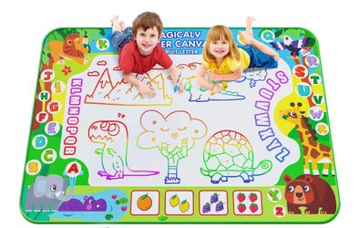 2 in 1 Water Doodle Mat,60 x 40 Inch Extra Large Drawing Mat with Backpack,Hopscotch Rug Design on Back,Educational Toys Gifts for Kids Boys Girls,Mes