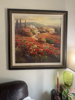 Beautifully Framed Oil Painting Of A Farm Setting
