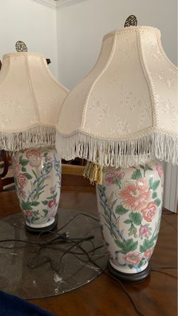 Beautiful porcelain lamps with beige shades