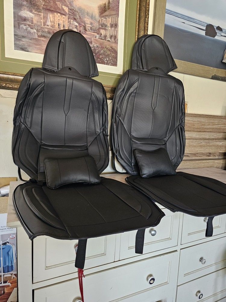 2 Front Seat Cover Leather Universal Fits Any Car