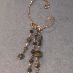 Wire wrapped ear cuff Tiger's Eye Stone