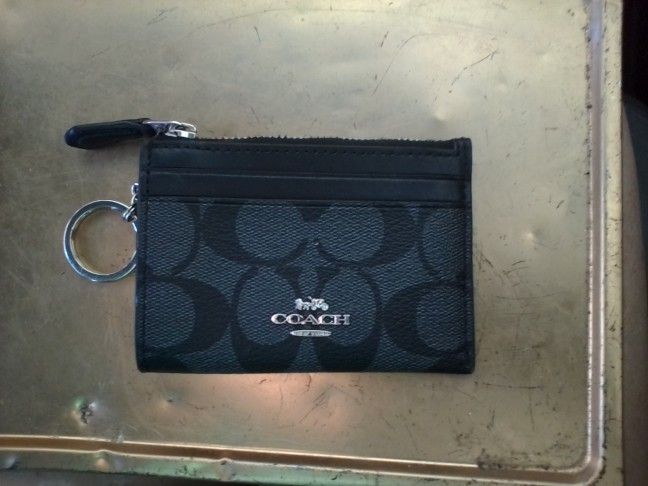 Black Coach Keychain Wallet In Great Condition Has Serial Number M1981 Suede Inside