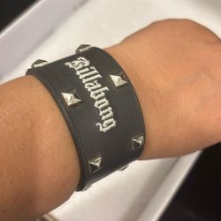 Black Leather Silver Studs, Billabong Bracelet