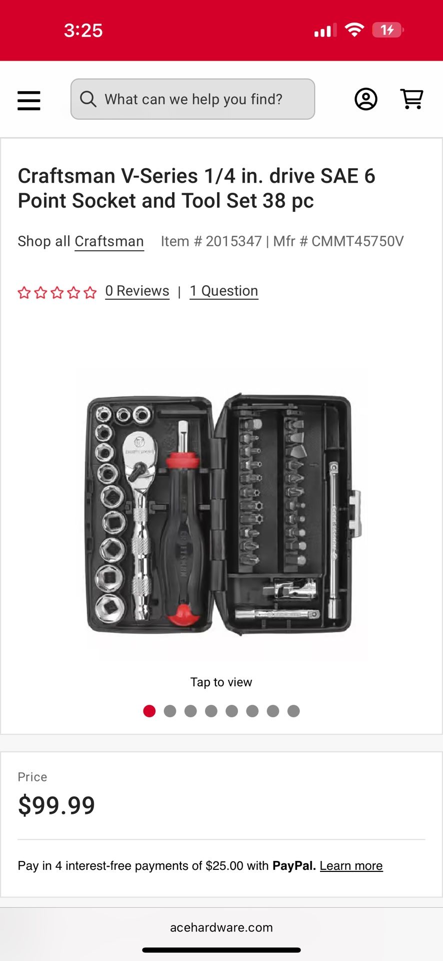 CRAFTSMAN V-Series 1/4 in Drive SAE Socket Set