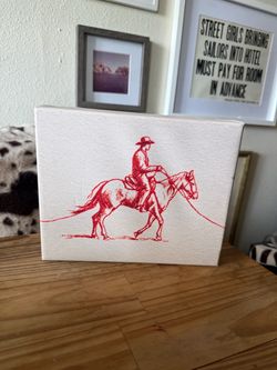 8x10” illustrated Cowboy on Horseback Canvas Wall Art