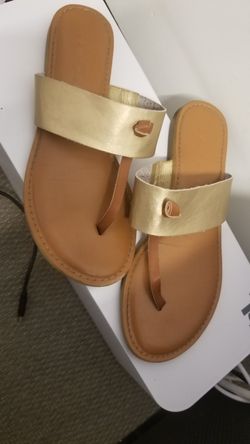 Gold flip flops