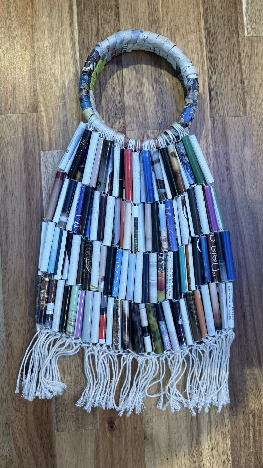 Handmade Recycled Paper Bead Bag!