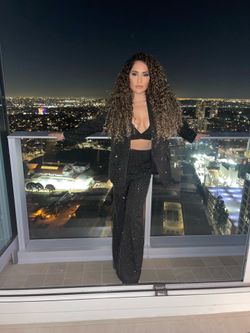 Nadine Mehrabi Black Sparkly Pant Suit