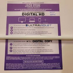 $4 DIGITAL HD MOVIE. JACK RYAN: SHADOW RECRUIT. $4 OR TRADE FOR A MOVIE TITLE I DO NOT ALREADY OWN.