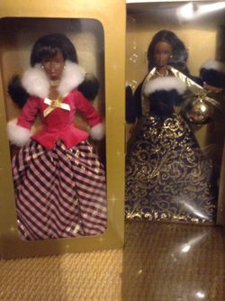 Barbie Dolls African-American Winter Rhapsody and Ring in the New Year (Read Description)