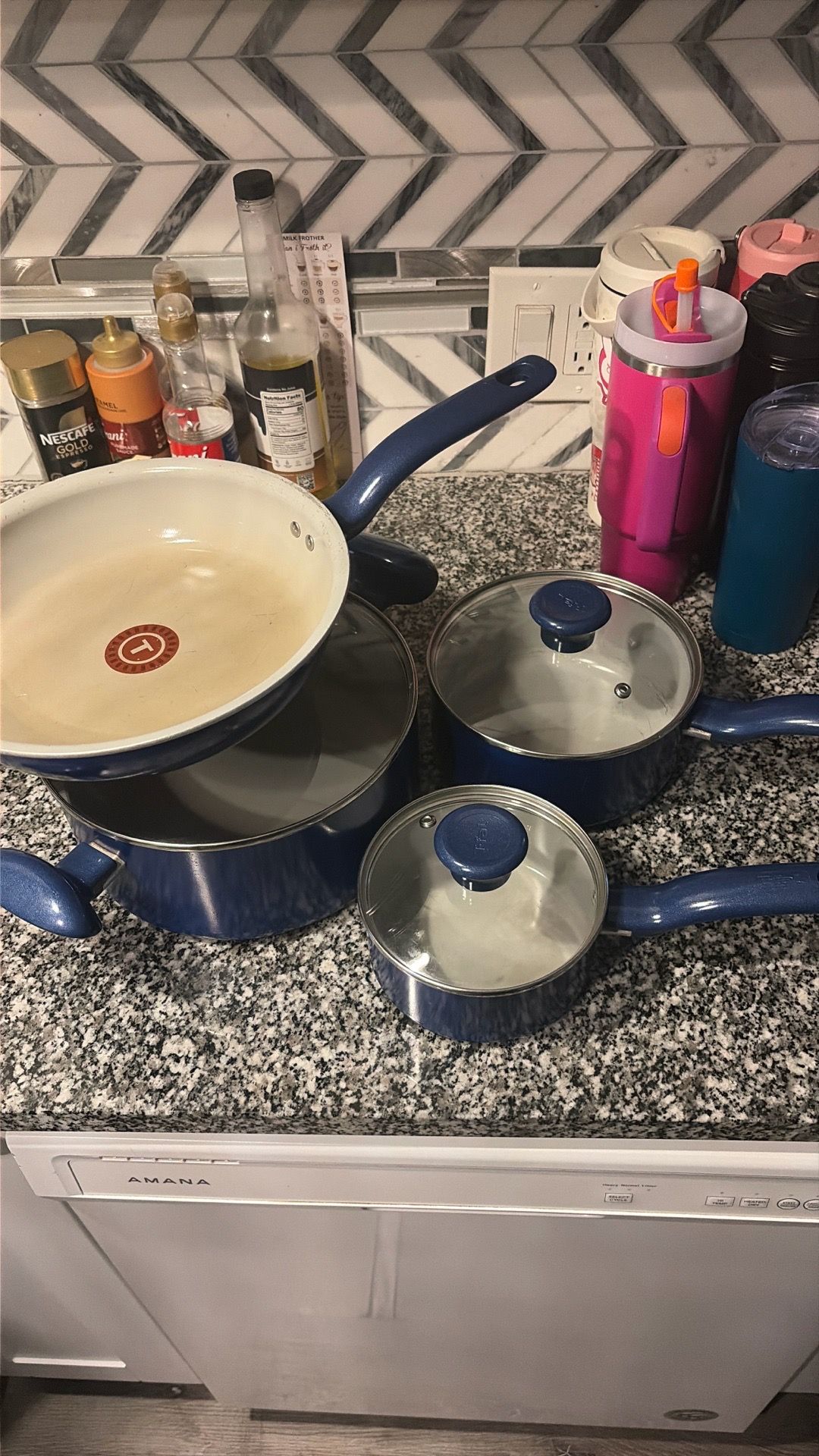 Blue Kitchen set pot and pans
