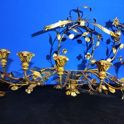 Vintage Italian Gilt Metal Golden Tol Florentine (34 x 20) Wall Mountable Design