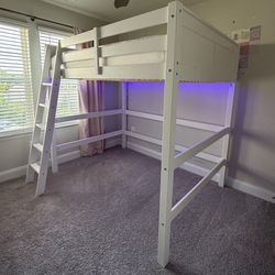 Solid Wood Loft Bunk Bed Full Size White