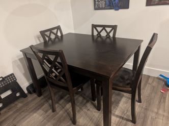 Dark Brown Dining Table Set with 4 Chairs