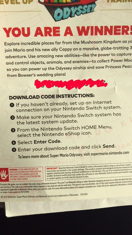  Super Mario Odyssey - Nintendo Switch [Digital Code] : Video  Games