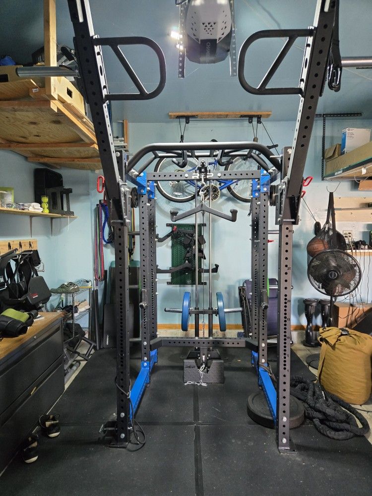 Rep Fitness PR-4000 Power Rack For Squat, Bench Press, Lat Pull Down With Plate Loaded Attachments Over $3500 Value