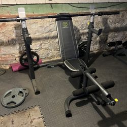 Gold Gym Multi Workout Bench Including Weights And Attachments!