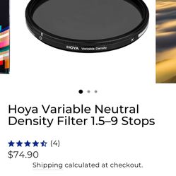 Variable ND filter 62mm Hoya 