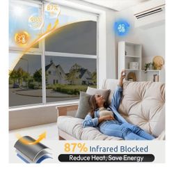 rabbitgoo One Way Mirror Window Film Tint Anti UV Reflective Glass 17.5" X 78.74