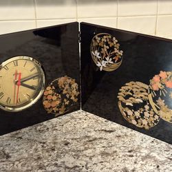 Aizu Lacquer Takamine Clock Ornament a very rare clock works great 9"
