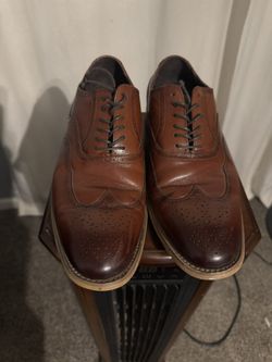 Stacy Adams Dunbar Wingtip Oxford Men's Leather Shoes Cognac 25064-221 Size 10M