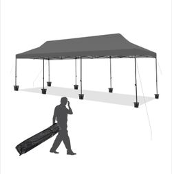 1652c  EROMMY 10'x30' Pop-Up Canopy Tent – Instant Setup, Portable & Sturdy for Outdoor Camping, Markets – Grey