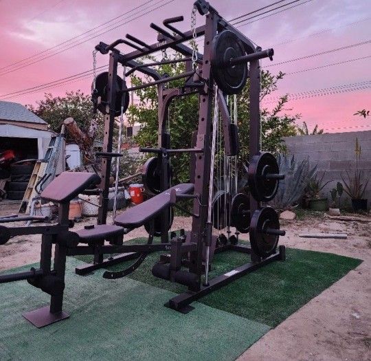 Vesta Smith Machine 1001 | Adj Bench W/ Leg Developer And Preacher Station |Gym Equipment | Fitness | Pulleys|🔴WEIGHTS AND BARBELL SOLD SEPARATELY 🔴