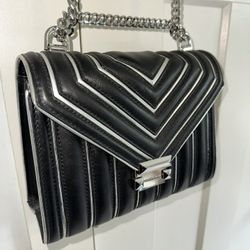 Michael Kors Shoulder Bag Purse Black And Silver 