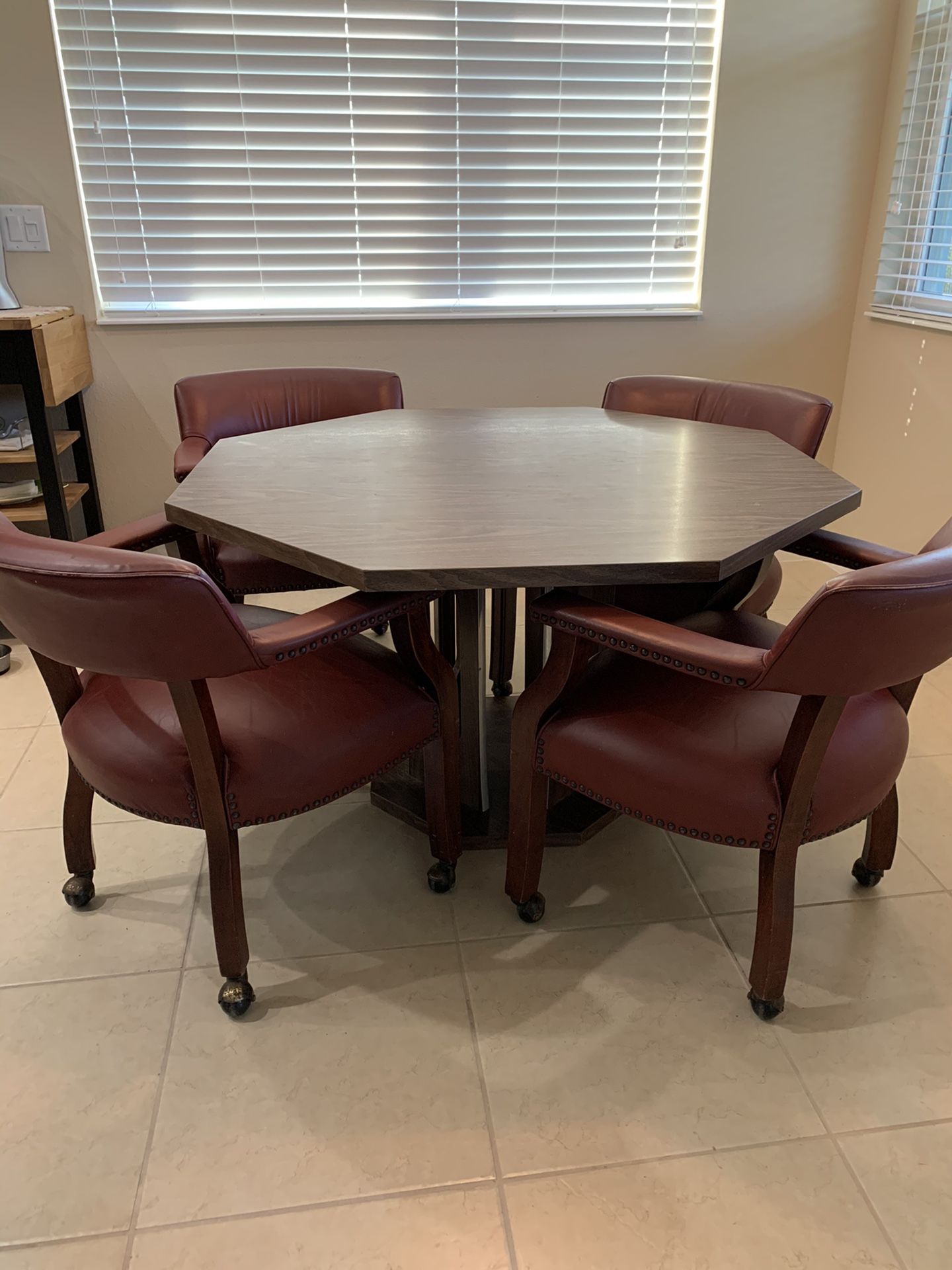 Octagon Table & Leather Club Chairs