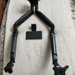 Dual Arm For Desk Monitor/Laptop - Black Metal 