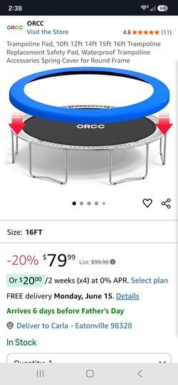 16ft  blue ORCC brand trampoline padded springs cover