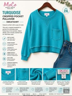 Turquoise Cropped Pullover