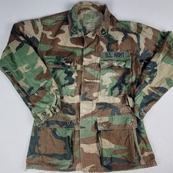 US Army Military Woodland Combat Camo Hot Weather Field Coat Men's X-Small Reg