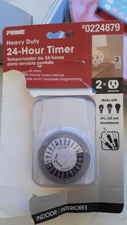 Heavy Duty 24-Hour Indoor Plug-In Mechanical Timer with 2 Outlets, for LIGHTING