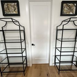 2 Black Metal Bookshelves With Glass