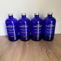 4 Glass Blue Bottles